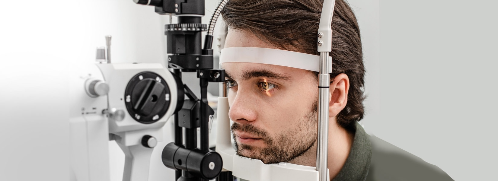 young man during eye exam in Central Omaha